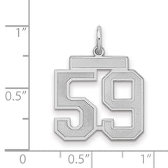 Sterling Silver/Rhodium-plated Satin Number 59 Charm - 3