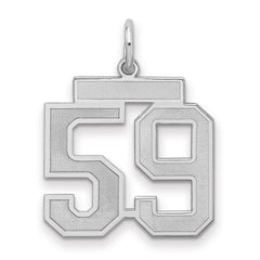 Sterling Silver/Rhodium-plated Satin Number 59 Charm - 3