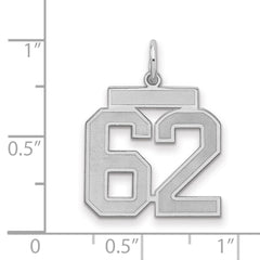 Sterling Silver/Rhodium-plated Satin Number 62 Charm - 3