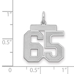 Sterling Silver/Rhodium-plated Satin Number 65 Charm - 2