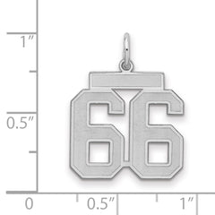 Sterling Silver/Rhodium-plated Satin Number 66 Charm - 3