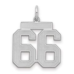 Sterling Silver/Rhodium-plated Satin Number 66 Charm - 3