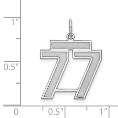 Sterling Silver/Rhodium-plated Satin Number 77 Charm - 2