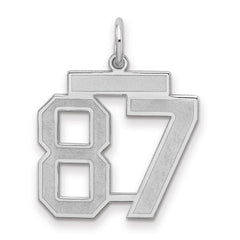Sterling Silver/Rhodium-plated Satin Number 87 Charm - 2
