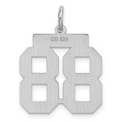 Sterling Silver/Rhodium-plated Satin Number 88 Charm - 3