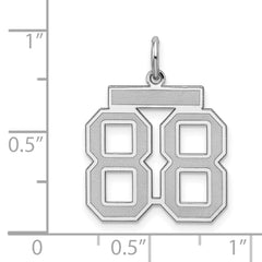 Sterling Silver/Rhodium-plated Satin Number 88 Charm - 3