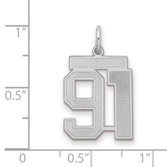 Sterling Silver/Rhodium-plated Satin Number 91 Charm - 3