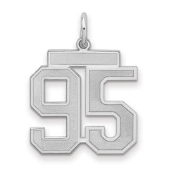 Sterling Silver/Rhodium-plated Satin Number 95 Charm - 4