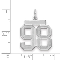 Sterling Silver/Rhodium-plated Satin Number 98 Charm - 2