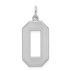 Sterling Silver/Rhodium-plated Satin Number 0 Charm - 2