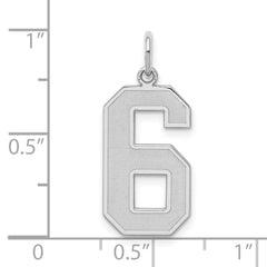 Sterling Silver/Rhodium-plated Satin Number 6 Charm - 4