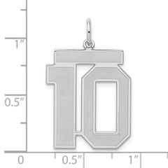 Sterling Silver/Rhodium-plated Satin Number 10 Charm - 3