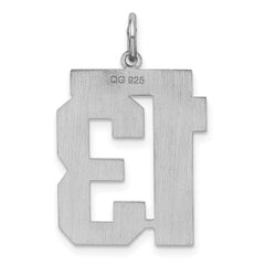 Sterling Silver/Rhodium-plated Satin Number 13 Charm - 3
