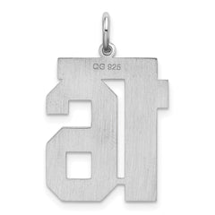 Sterling Silver/Rhodium-plated Satin Number 16 Charm - 4