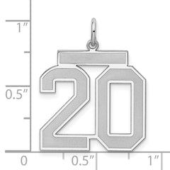 Sterling Silver/Rhodium-plated Satin Number 20 Charm - 4