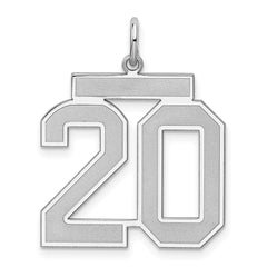 Sterling Silver/Rhodium-plated Satin Number 20 Charm - 4