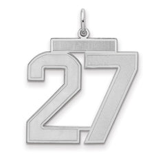Sterling Silver/Rhodium-plated Satin Number 27 Charm - 4