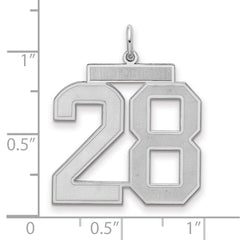 Sterling Silver/Rhodium-plated Satin Number 28 Charm - 2