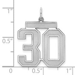 Sterling Silver/Rhodium-plated Satin Number 30 Charm - 4