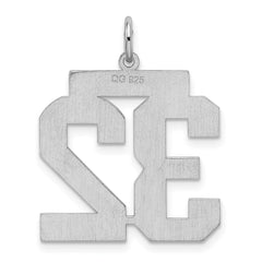 Sterling Silver/Rhodium-plated Satin Number 32 Charm - 4