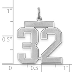 Sterling Silver/Rhodium-plated Satin Number 32 Charm - 4