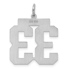Sterling Silver/Rhodium-plated Satin Number 33 Charm - 2