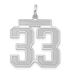 Sterling Silver/Rhodium-plated Satin Number 33 Charm - 2