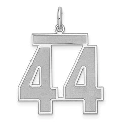 Sterling Silver/Rhodium-plated Satin Number 44 Charm - 3