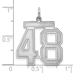 Sterling Silver/Rhodium-plated Satin Number 48 Charm - 4