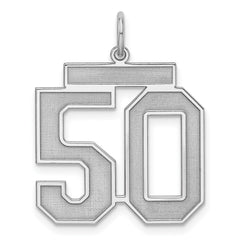 Sterling Silver/Rhodium-plated Satin Number 50 Charm - 4