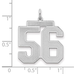 Sterling Silver/Rhodium-plated Satin Number 56 Charm - 2