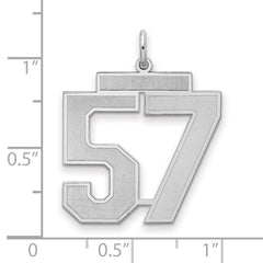 Sterling Silver/Rhodium-plated Satin Number 57 Charm - 4