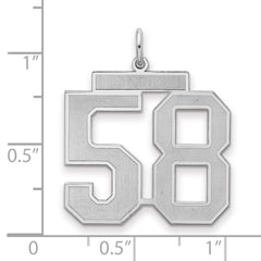 Sterling Silver/Rhodium-plated Satin Number 58 Charm - 4