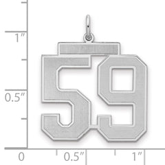 Sterling Silver/Rhodium-plated Satin Number 59 Charm - 4