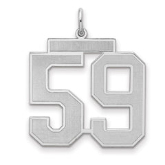 Sterling Silver/Rhodium-plated Satin Number 59 Charm - 4