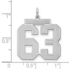 Sterling Silver/Rhodium-plated Satin Number 63 Charm - 4