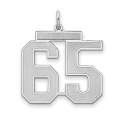 Sterling Silver/Rhodium-plated Satin Number 65 Charm - 3