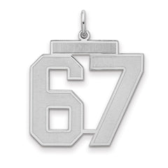 Sterling Silver/Rhodium-plated Satin Number 67 Charm - 4