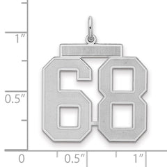 Sterling Silver/Rhodium-plated Satin Number 68 Charm - 2