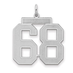 Sterling Silver/Rhodium-plated Satin Number 68 Charm - 2
