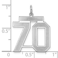 Sterling Silver/Rhodium-plated Satin Number 70 Charm - 4