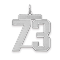 Sterling Silver/Rhodium-plated Satin Number 73 Charm - 4