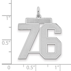Sterling Silver/Rhodium-plated Satin Number 76 Charm