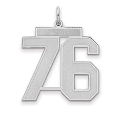 Sterling Silver/Rhodium-plated Satin Number 76 Charm