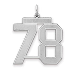 Sterling Silver/Rhodium-plated Satin Number 78 Charm - 4