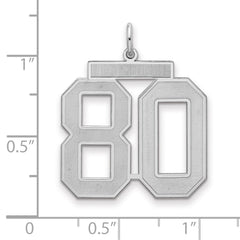 Sterling Silver/Rhodium-plated Satin Number 80 Charm - 4