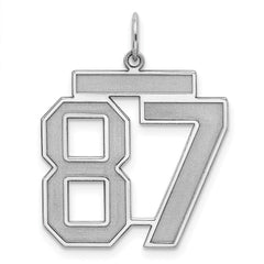 Sterling Silver/Rhodium-plated Satin Number 87 Charm - 4