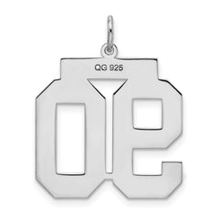Sterling Silver/Rhodium-plated Satin Number 90 Charm - 2