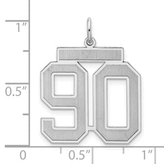Sterling Silver/Rhodium-plated Satin Number 90 Charm - 2