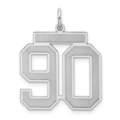 Sterling Silver/Rhodium-plated Satin Number 90 Charm - 2